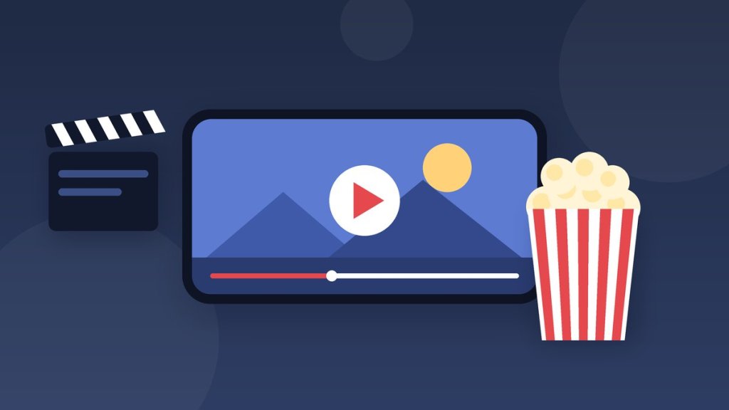 Filme rodando em app oficial no celular, com pipoca ao lado