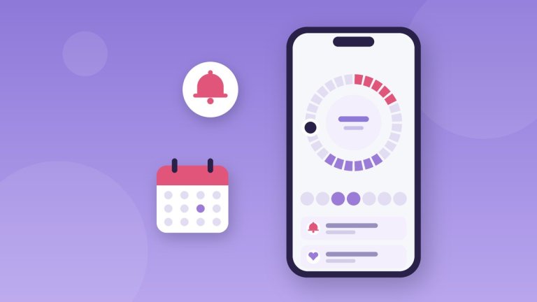 App de ciclo menstrual no celular com lembrete e calendário